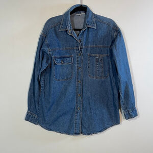 Vintage Arizona Jeans Blue Denim Button Down Shirt Woman’s Medium Cowgirl